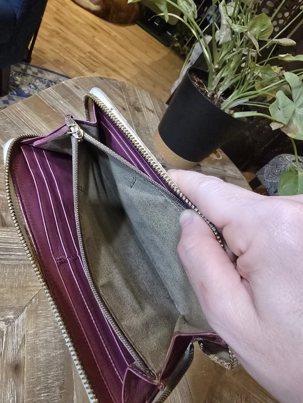 Fendi Vintage Rose Ladybug Metallic Purple Zip Wallet + CheckCheck COA
